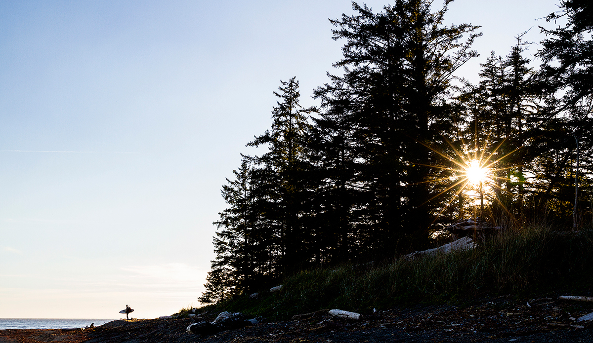 Raph Bruhwiler stops to take it all in after another fine day of surfing a-frame reefs at <a href=\"https://www.tatchuadventures.com/Site_3/Tatchu_Adventures.html \"Tatchu Adventures</a>. Photo: <a href=\"https://markmcinnis.com/\" target=_blank>Mark McInnis</a>
