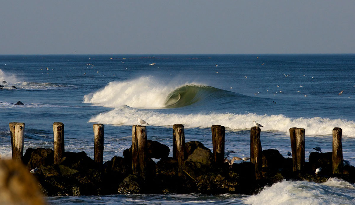 I love this photo.  It was taken at the end of an all-day swell back in March.  I ended up in this northern New Jersey town where many of the houses own the coastline right down to the water.  During the winter many of these mega-properties are empty so I took a stroll down to the patio of one these ocean front villas to grab this shot. So glad I did too. Photo: <a href=\"https://www.mgvphotography.com/\">Michael Vericker</a>