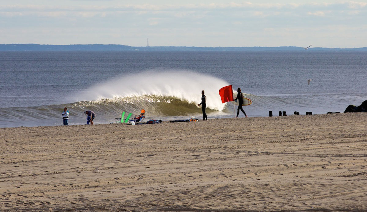 This is from the 4th of July as the swell from Hurricane Arthur filled in.  This was unique swell event and really amazing to witness as waves came up so quickly.  I was stoked to be nearby and happy the winds and light were in our favor in New York. Photo: <a href=\"https://www.mgvphotography.com/\">Michael Vericker</a>