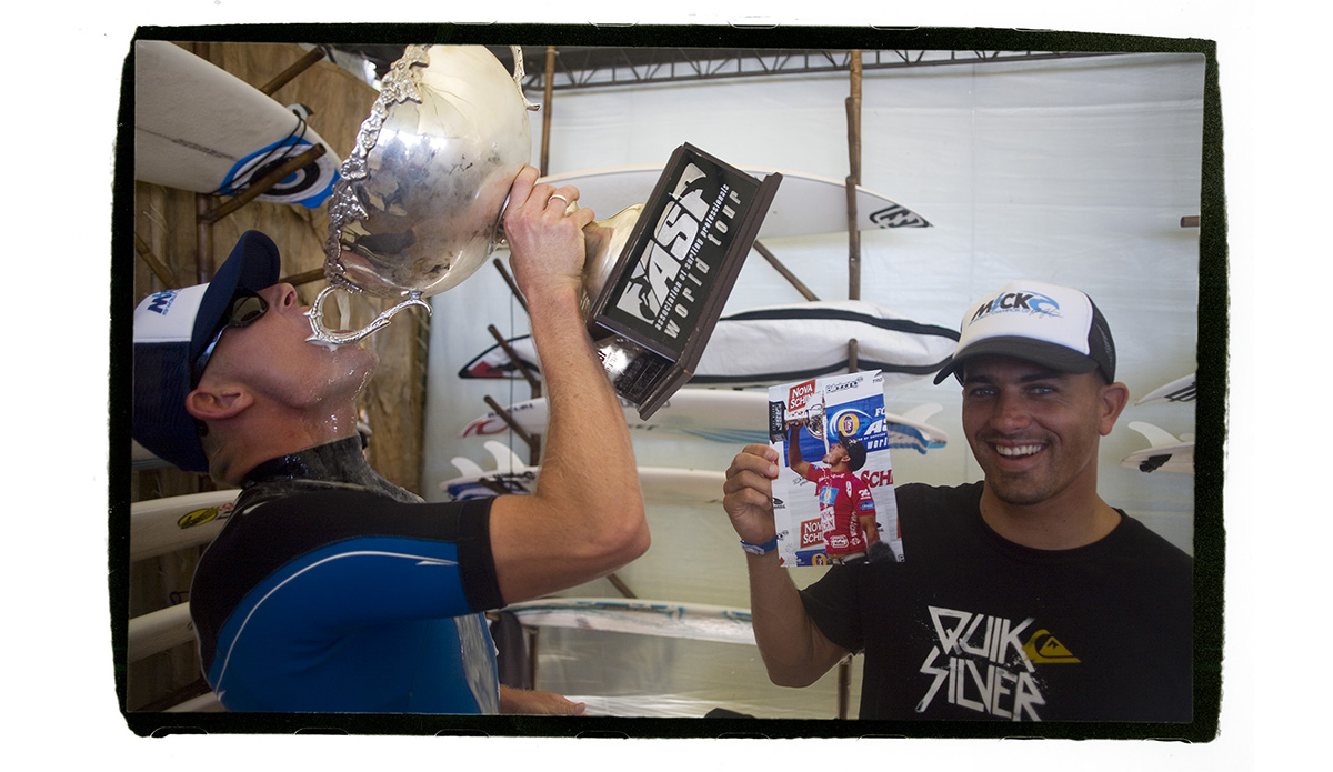 \"That\'s 2007 when Mick won his first world title and Kelly brought a photo of him winning the world title too in Brazil too. He thought of this photo about a month in advance. It was Kelly\'s idea, and it was brilliant. Kelly gets into it. He pre-visualizes photos. He brings something to the table with photographs.\" Photo: <a href=\"https://t-sherms.com/\" target=\"_blank\">Steve Sherman</a>