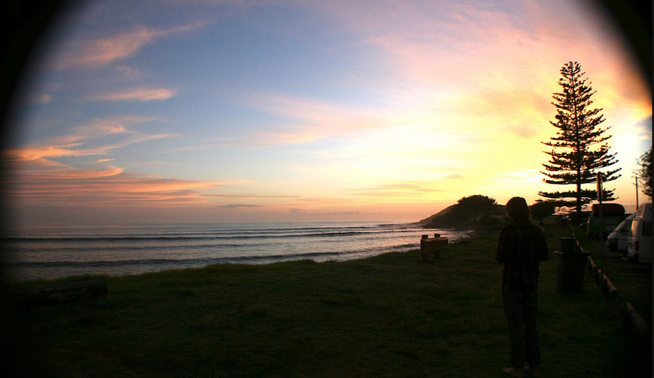 Sunrise in Australia means another peeling point break and Nutella sandwiches for brekkie. Photo: <a href=\"https://www.milesjackler.com\">Miles Jackler</a>