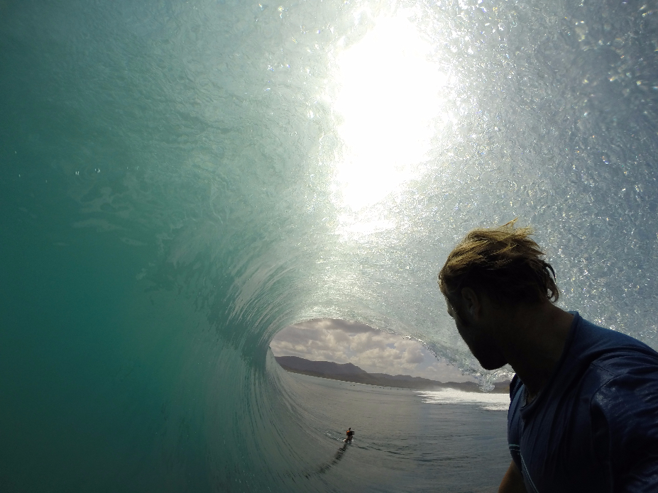 One of the most perfect waves in Indonesia is Supersuck, Sumbawa. It\'s generally really crowded, but this swell wasn’t too bad. It was also as good as it gets. This was midday when the tide was good to surf further up the point. Because of how shallow and sharp the reef is, a higher tide and further up the point is where you need to surf. This was shot with GoPro Hero4 Black Edition on time-lapse mode every half second, using Mygo mouth mount. Photo: Anthony Walsh