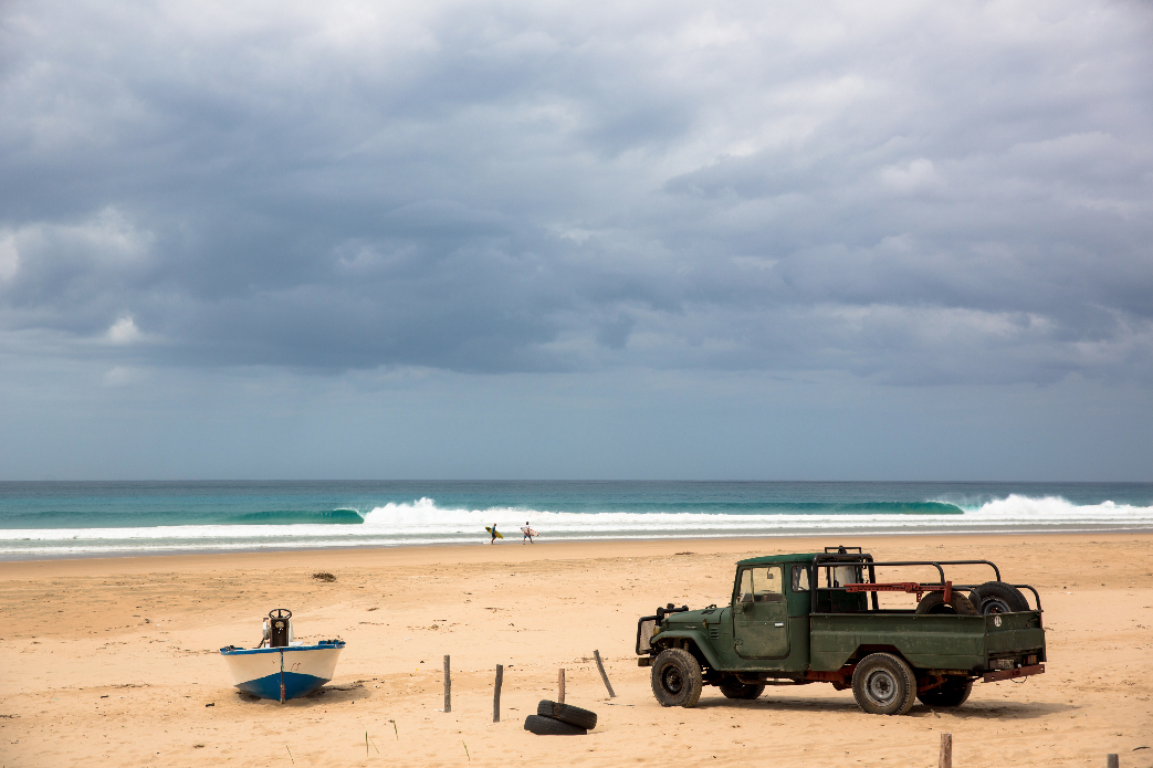Mozambique. Imagine pulling up to the beach and seeing this empty right-hander grinding on the sand. Photo: Alan Van Gysen 