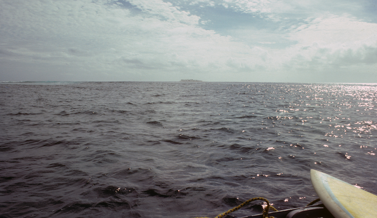 Cloudbreak w/Bruce Jones 7\'6\", shot from dinghy. Photo: John Ritter