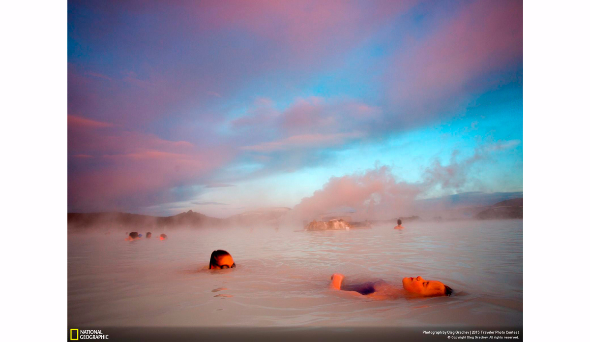 Purple sunset in the Blue lagoon. Photo: Oleg Grachev