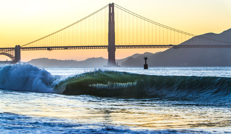 A rare barreling wave breaking in the San Francisco Bay. Photo: <a href=\"https://www.nathanfrenchphotography.com\">Nathan French</a>