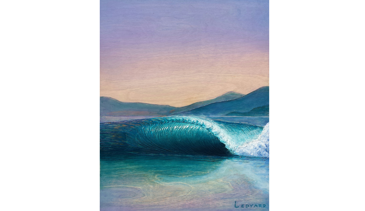 “Dream Wave” (16 in. x 20 in.) Using lighting from below to illuminate the inside of the wave. Iridescent paint enhances the effect. Image: Nathan Ledyard