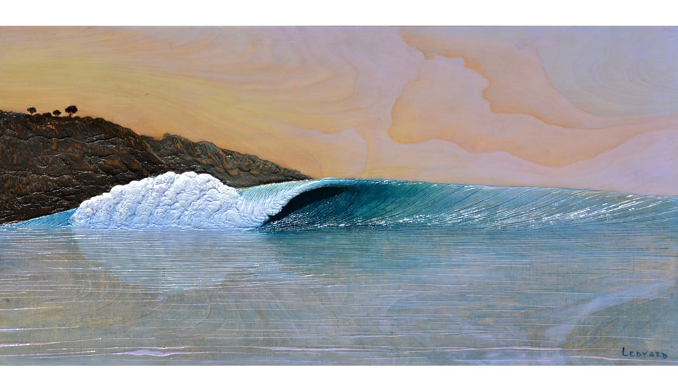 Thunder at the Break of Dawn. 24\" x 48\" acrylic on carved wood. Image: Nathan Ledyard