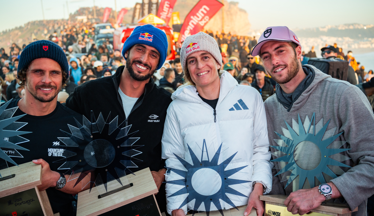 The 2025 TUDOR Nazaré Big Wave Challenge winners. Photo: Manel Geada 