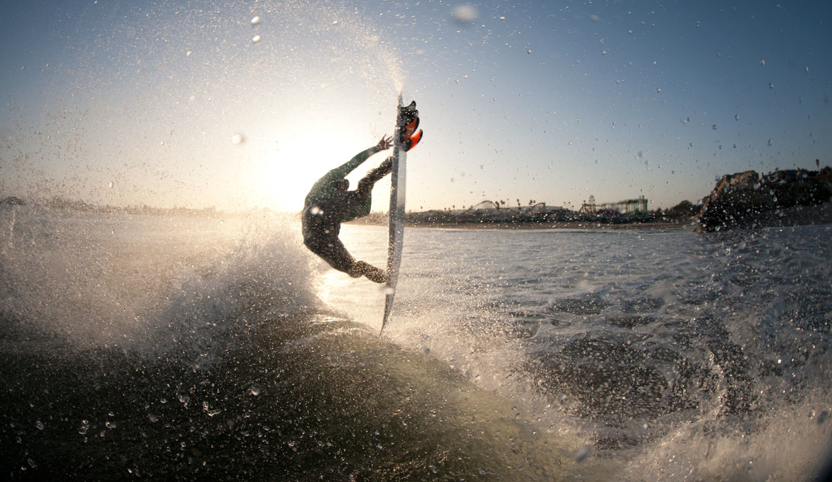 Timmy Reyes had this little wave all to himself this day. This place is normally crowded and localized, but nobody knew it was good this day.