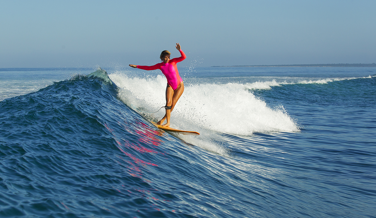  Surfer Janni Honscheid.  On small days longboarding options were endless. Photo: Jason Kenworthy