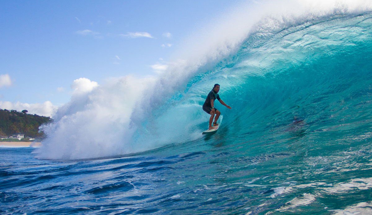 I like Tamayo Perry\'s style at Pipe. Every time I shoot Pipe, he is out there as well, literally. Photo: <a href= \"https://www.nrhphotos.com/\">Nick Hoermann</a>