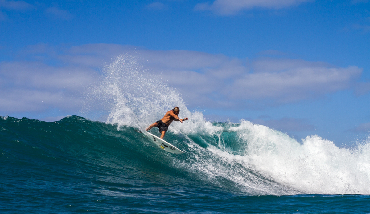 Granger Larsen tearing into a pretty one on the west side. Fun waves and nice conditions made this day one to remember. Photo: <a href=\"https://www.nickricca.com\">Nicks Ricca</a>