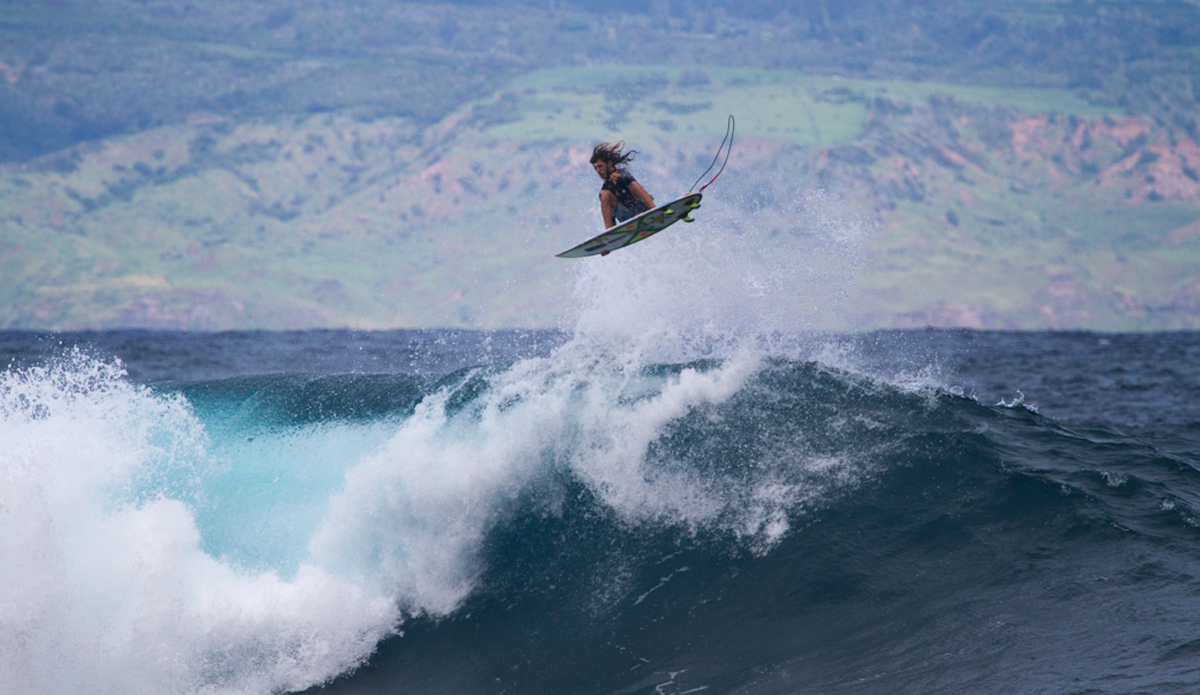 Meola flying high and tight somewhere. After this wave I jumped in and shot in the water to get a different perspective. Photo: <a href=\"https://www.nickricca.com\">Nicks Ricca</a>