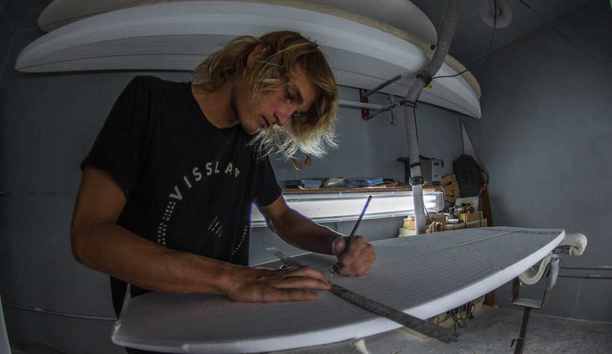 Shaping is also all about measurements, precision and accuracy. This is what sets his boards from the rest. Photo: <a href=\"https://www.nickricca.com\">Nicks Ricca</a>