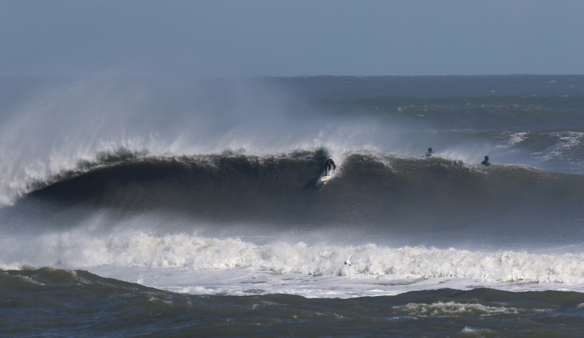 A native son, Joey Crum, jumps this freight train as it came by. Photo: Mickey McCarthy
