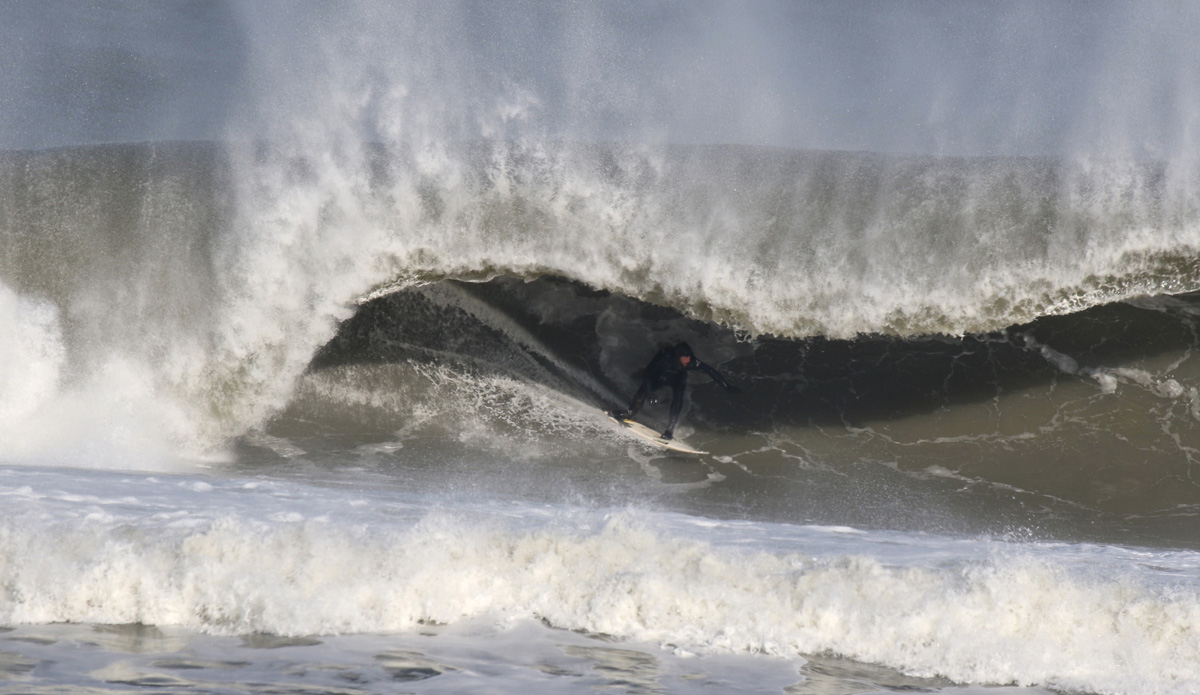 A final curtain call on Michael Meredith. This swell had that tremendous power that we get from a low pressure system coming up from the south. Photo: Mickey McCarthy