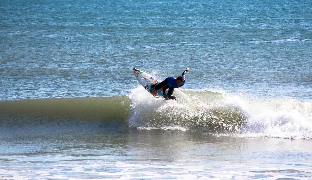 Duck Village Outfitters\' Dallas Tolson on a baby backhander. Photo: John Streit