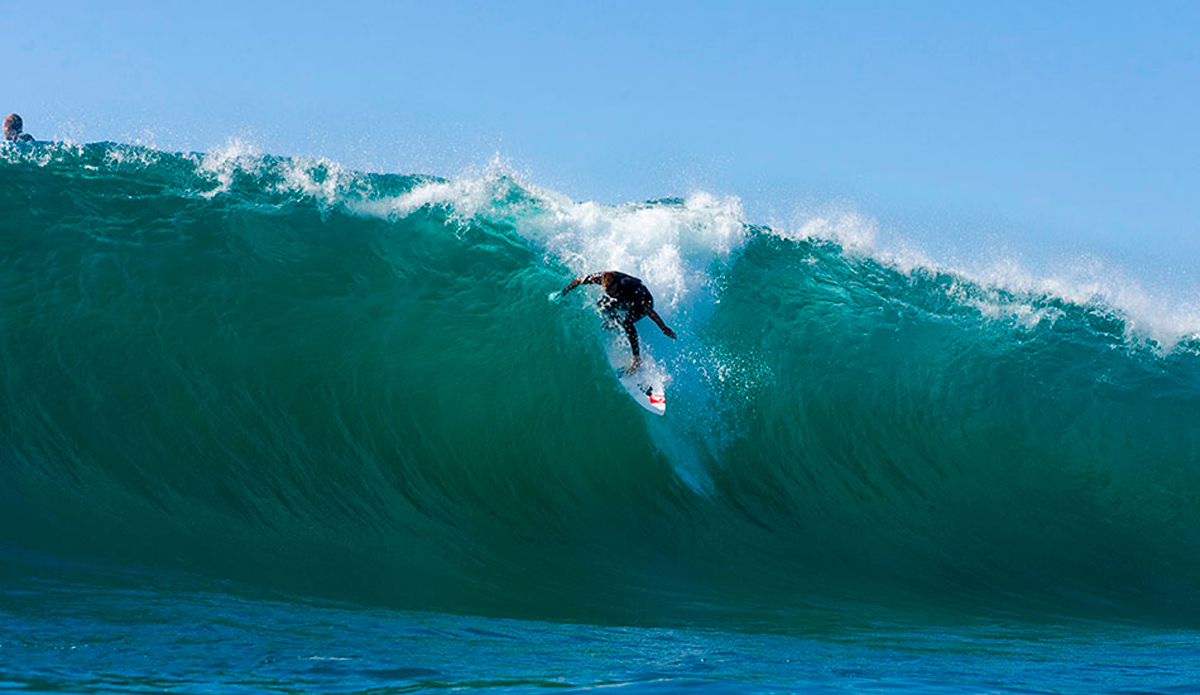 Cow island, Central Coast Australia. Dane Reynolds late dropping. Photo: <a href=\"https://www.reposarphoto.com\">Jason Reposar</a>