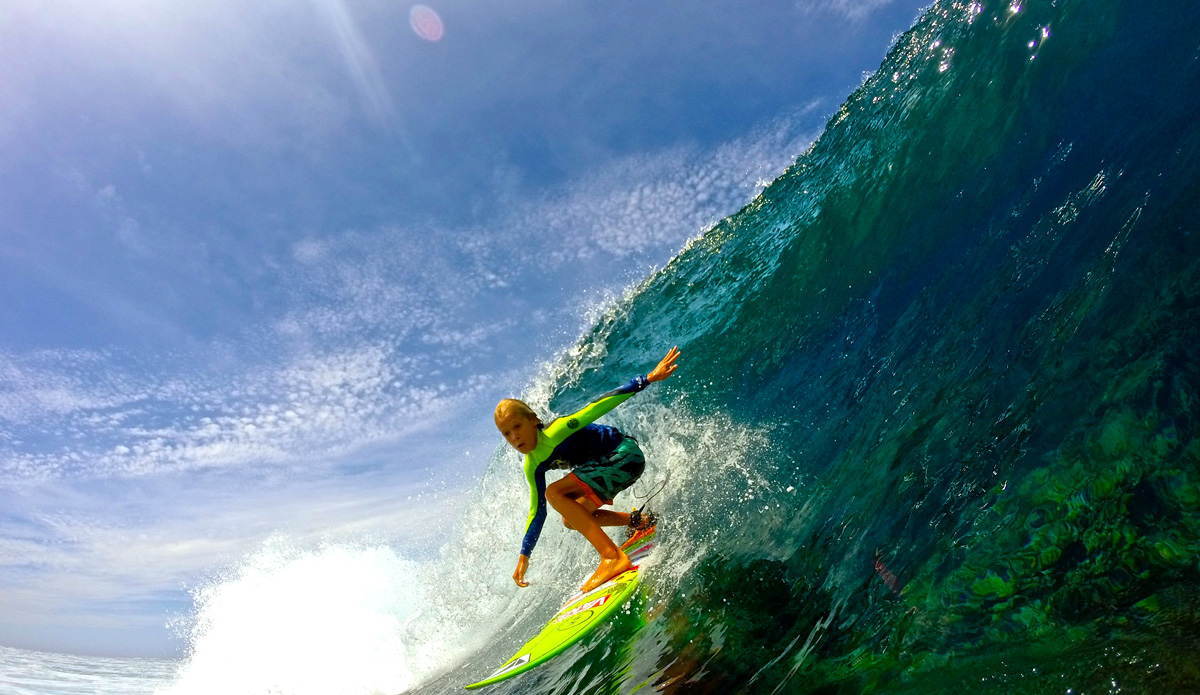 Groms can get tubed ANY day of the year out here. Photo: <a href=\"https://petemilnesproductions.com/\">Pete Milnes</a>