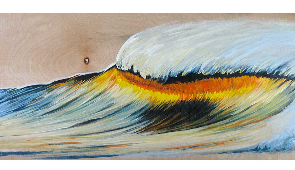 One of my favorite things about painting waves is the variety of unlikely colors within the wave. This one was based on a David Puu photo. Photo: <a href=\"https://philgoodrich.com/\" target=_blank>Phil Goodrich</a>