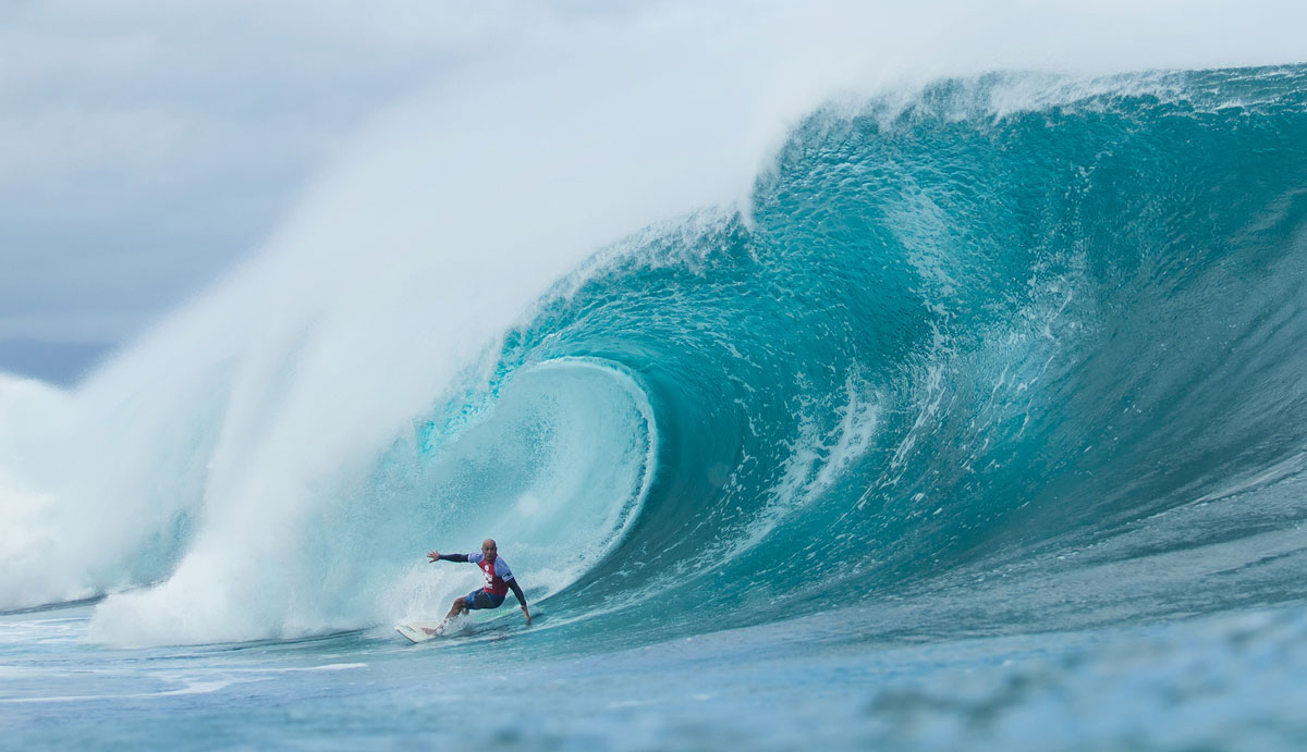  Kelly Slater of Florida, USA (pictured) winning his Round 2 heat with the highest score of the day at the Billabong Pipe Masters on Saturday December 13, 2014. Slater defeated Reef Mcintosh (HAW) scoring a near perfect 9.57 (out of a possible ten).
  Photo: <a href=\"https://www.aspworldtour.com/\">ASP</a>/Cestari