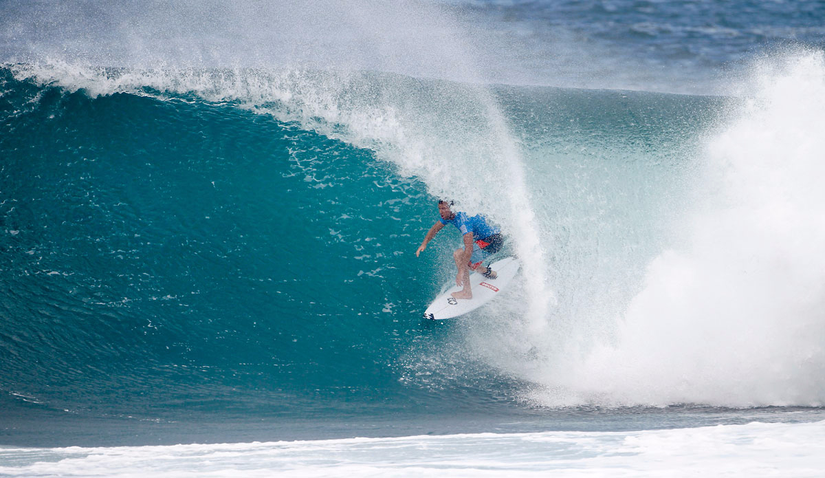 Taj Burrow of Australia (pictured) placing second during Round 1 heat at the Billabong Pipe Masters at Pipeline, Oahu, Hawaii on Thursday December 10, 2015. Photo: <a href=\"https://www.worldsurfleague.com/\">WSL</a>/<a href=\"https://www.instagram.com/kirstinscholtz/\">Scholtz</a>