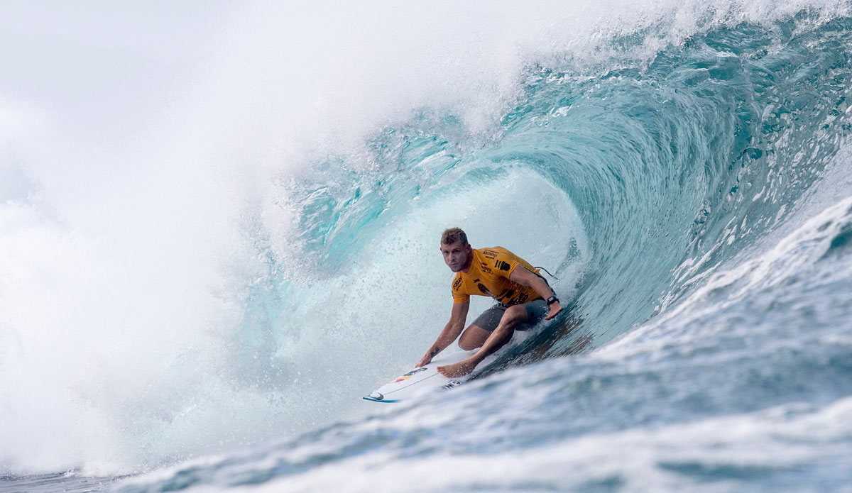 Mick Fanning of Australia (pictured) winning his Round 1 heat at the Billabong Pipe Masters at Pipeline, Oahu, Hawaii on Thursday December 10, 2015. Photo: <a href=\"https://www.worldsurfleague.com/\">WSL</a>/<a href=\"https://www.instagram.com/kc80/\">Cestari</a>