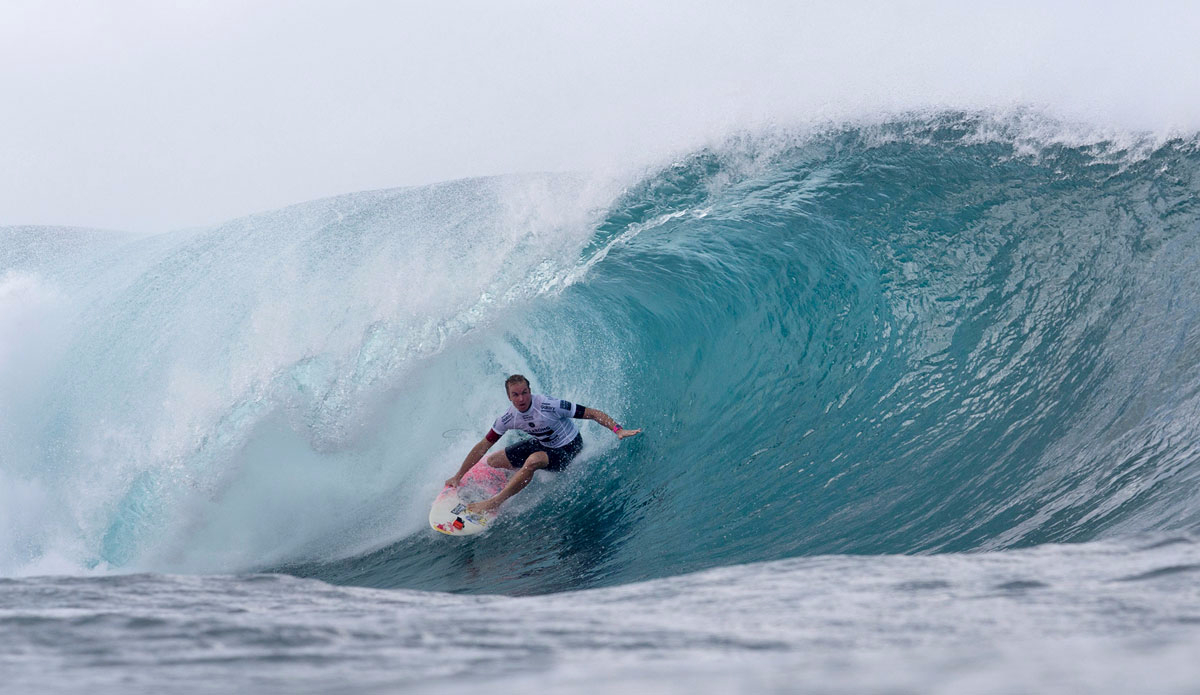 Jamie O\'Brien of Hawaii (pictured) winning his Round 1 heat at the Billabong Pipe Masters at Pipeline, Oahu, Hawaii on Thursday December 10, 2015. Photo: <a href=\"https://www.worldsurfleague.com/\">WSL</a>/<a href=\"https://www.instagram.com/kc80/\">Cestari</a>