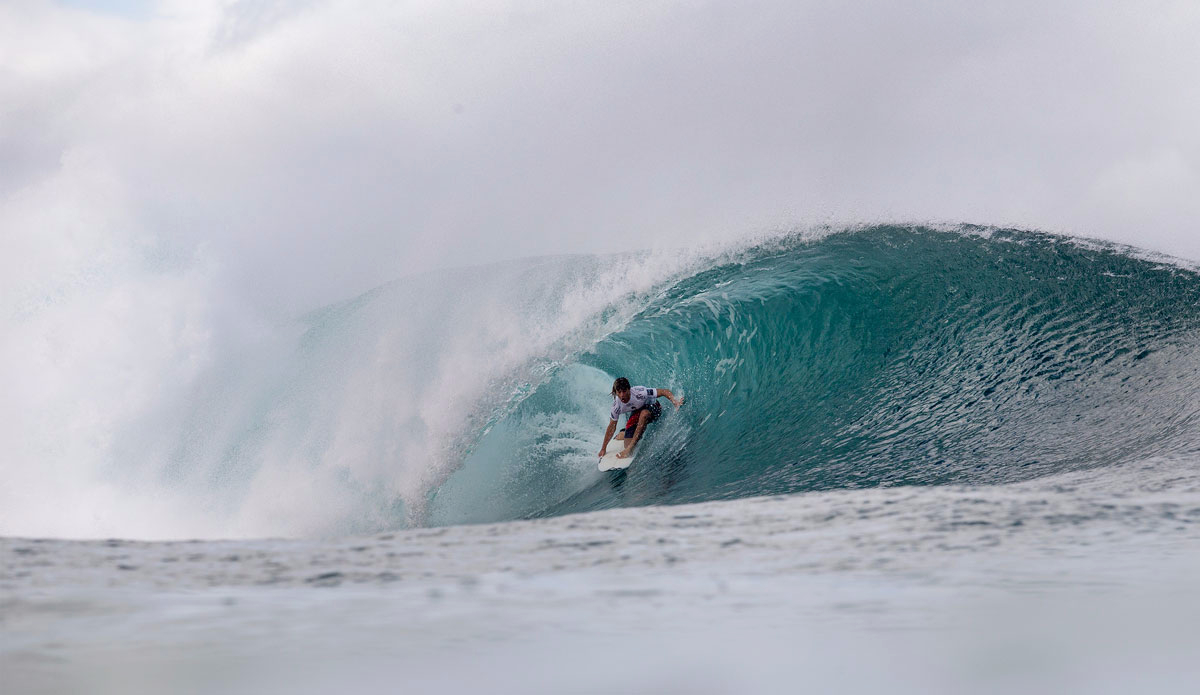 Wildcard Jack Robinson of Australia  (pictured) placing third in his Round 1 heat at the Billabong Pipe Masters at Pipeline, Oahu, Hawaii on Thursday December 10, 2015. Photo: <a href=\"https://www.worldsurfleague.com/\">WSL</a>/<a href=\"https://www.instagram.com/kc80/\">Cestari</a>