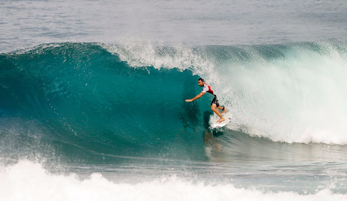 Joel Parkinson of Australia (pictured) winning his Round 2 heat at the Billabong Pipe Masters at Pipeline. Photo: <a href=\"https://www.worldsurfleague.com/\">WSL</a>/<a href=\"https://www.instagram.com/kirstinscholtz/\">Scholtz</a>