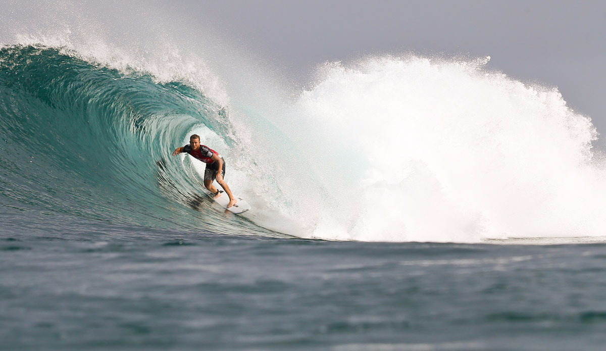  Dusty Payne of Hawaii (pictured) eliminated in his Round 2 heat at the Billabong Pipe Masters at Pipeline. Photo: <a href=\"https://www.worldsurfleague.com/\">WSL</a>/Masurel