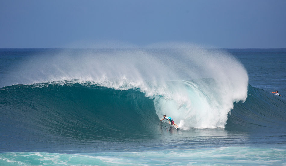Dane Reynolds, leaning under a Backdoor lip. Photo: <a href=\"https://mattdunbar.com.au\">Matt Dunbar</a>