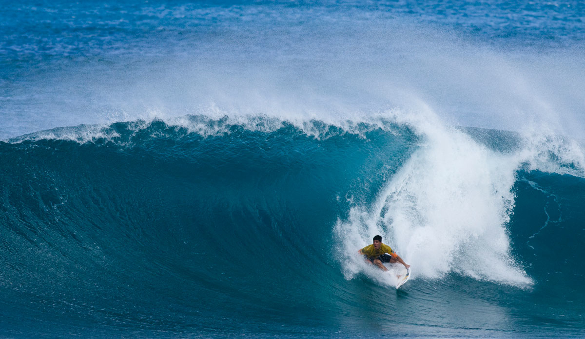 Gabriel Medina not only won a World Title today, he surfed Pipeline excellently. Here\'s a solid wave at Backdoor. Photo: <a href=\"https://mattdunbar.com.au\" target=\"_blank\">Matt Dunbar</a>