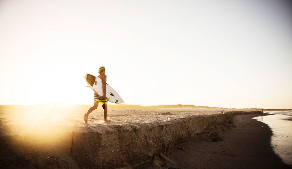 After driving 1500 miles in the bed of a Toyota pickup truck and a five mile fishing boat ride, we finally found ourselves some Texan Waves. This is Charlie Fawcett on the hunt in Texas in the summer of 2012. Photo: <a href=\"https://www.dylangordon.com/\" target=_blank>Dylan Gordon</a>