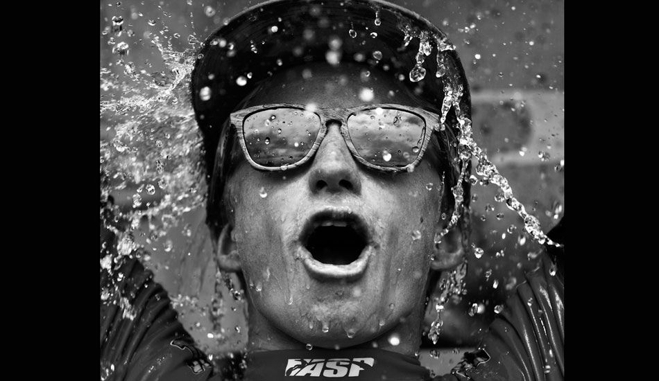 Kolohe Andino charging the podium after one of the best contest performances I\'ve ever seen. Winning the Junior Pro and Mens Pro division finals back to back at the Vans Pier Classic at 17 years old. Photo: <a href=\"https://www.dylangordon.com/\" target=_blank>Dylan Gordon</a>