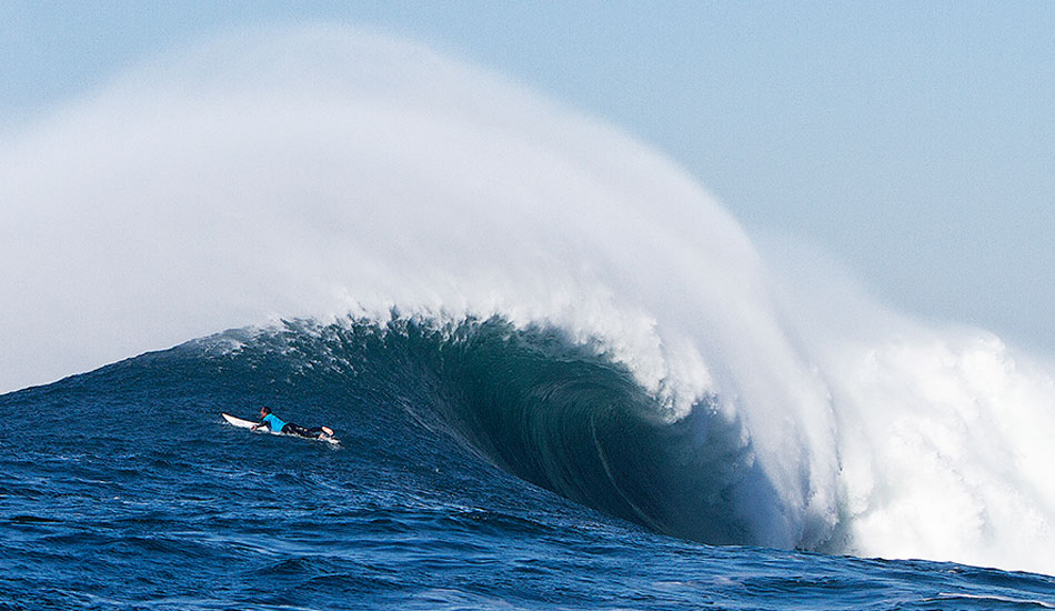 This is a regularly surfed outer reef in Oregon. It holds huge surf, but is generally a little soft and doesn’t really heave like Mavericks or Pe’ahi. On this day, however, it was out for blood. Photo: <a href=\"https://markmcinnis.com/\">Mark McInnis</a>