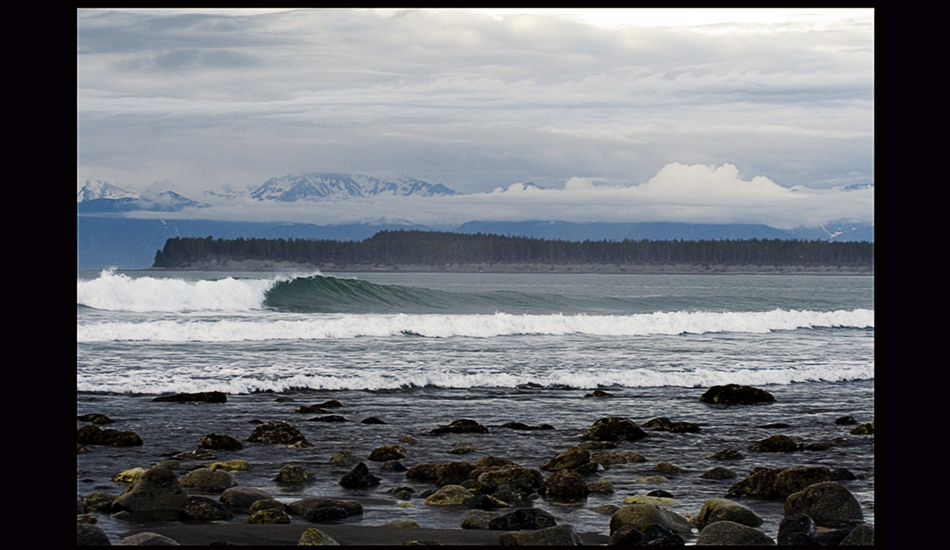 I did a bike/surf trip around some islands in south East Alaska, we camped out in front of this left point for a few weeks. This photo was taken just before midnight, we would go out every day at this time before sunset at 2AM. Image: <a href=\"https://www.paulferraris.com/\" target=\"_blank\">Ferraris</a>