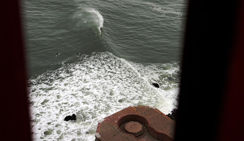 Fort Point is one of the most scenic surf spots in the world, but rarely seen from above. Being up on the Golden gate Bridge gives you a unique perspective. Photo: <a href=\"http://instagram.com/migdailphoto\"> Seth Migdail</a>