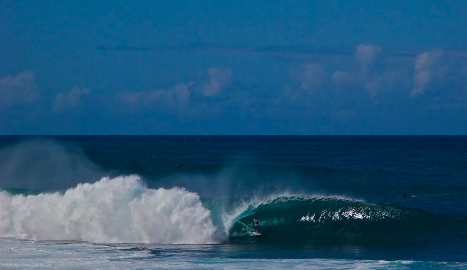 Jaime O\'Brien standing tall at The PipeMasters 2011. I was hanging out in the Ehukai Beach Park when I took this one. Such a cool sight to see. Photo:<a href=\"https://shcoleman4.wix.com/wwwstevecolemanphotocom\">Steve Coleman</a>