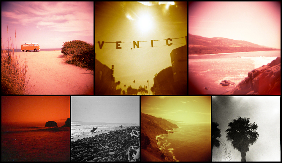 Clockwise from top left: I was tagging along on an Art Brewer shoot for Swell.com and I snapped a few photos of my own. Crossing the street in Venice. Leo Carillo. Grungy Palm. Big Sur coast. Rincon. (Bottom left) This day was amazing. Just two other people out and a super fun right point. I shot this one just before the lights went out.
