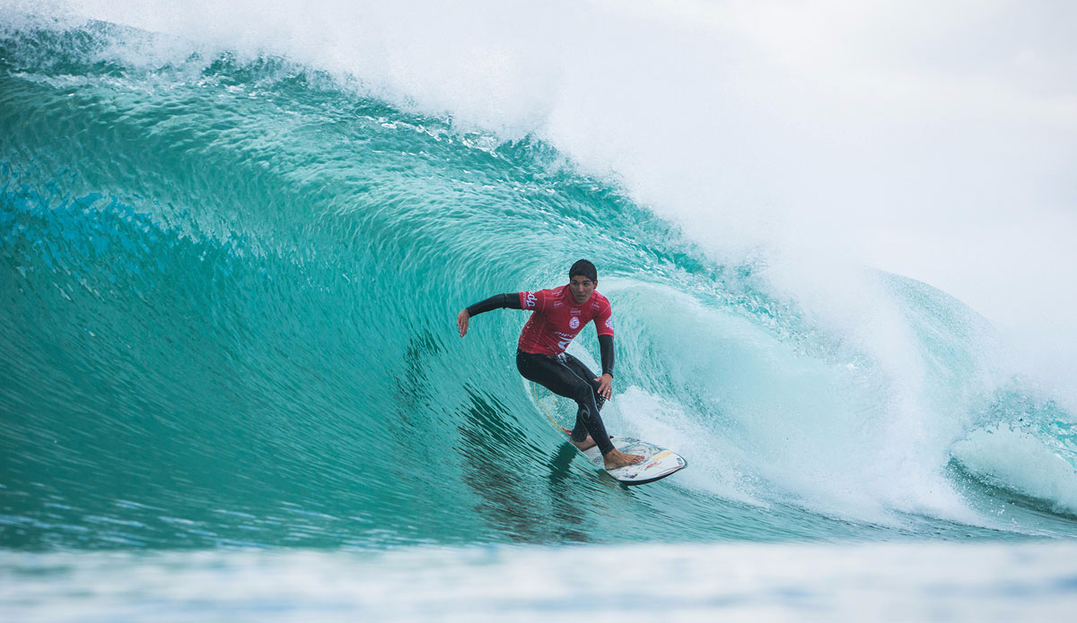 Gabriel Medina of Brasil (pictured) winning his Round 3 at the Moche Ripcurl Pro Portugal. Photo: <a href=\"https://www.worldsurfleague.com/\">WSL</a>/<a href=\"https://instagram.com/damien_poullenot/\">Damien Poullenot</a>
