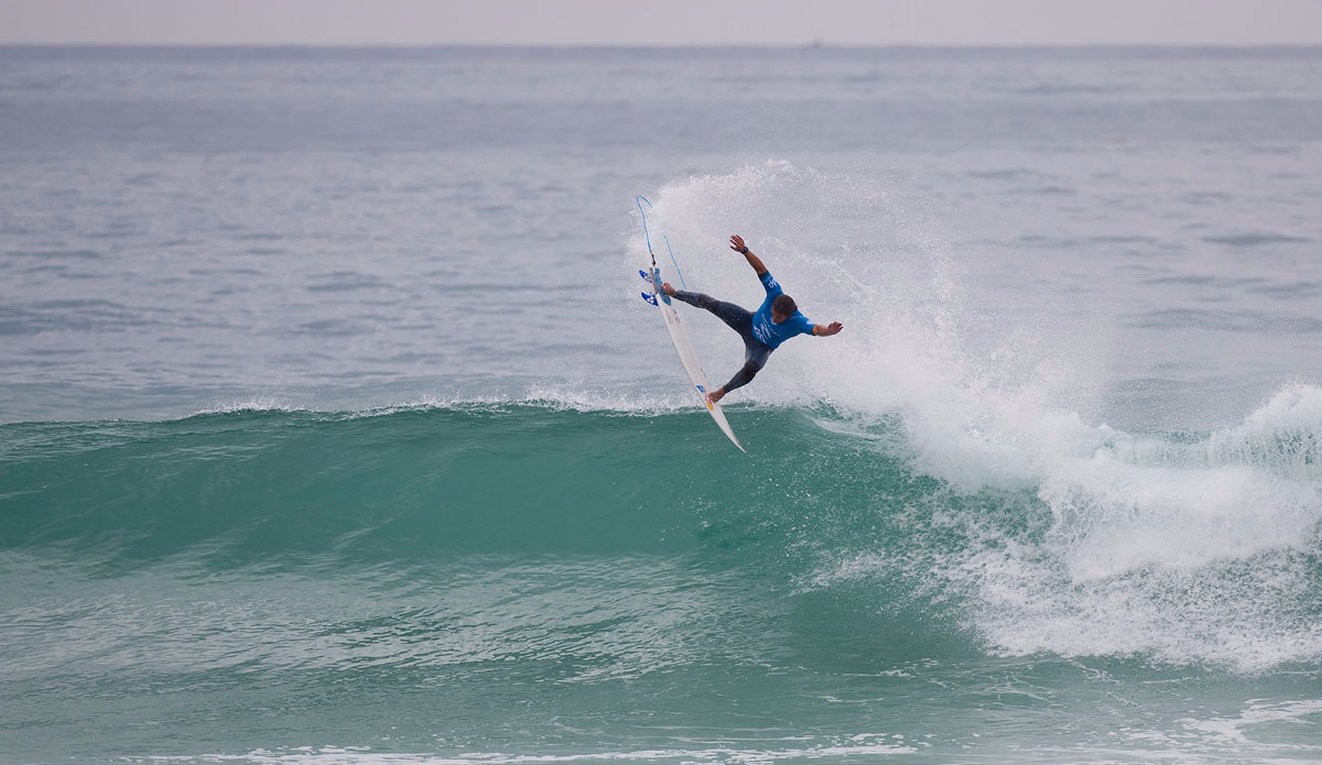 Victor Ribiero of Portugal (pictured) eliminated in Round 3 at the Moche Ripcurl Pro Portugal. Photo: <a href=\"https://www.worldsurfleague.com/\">WSL</a>/<a href=\"https://instagram.com/kirstinscholtz/\">Kirstin Scholtz</a>
