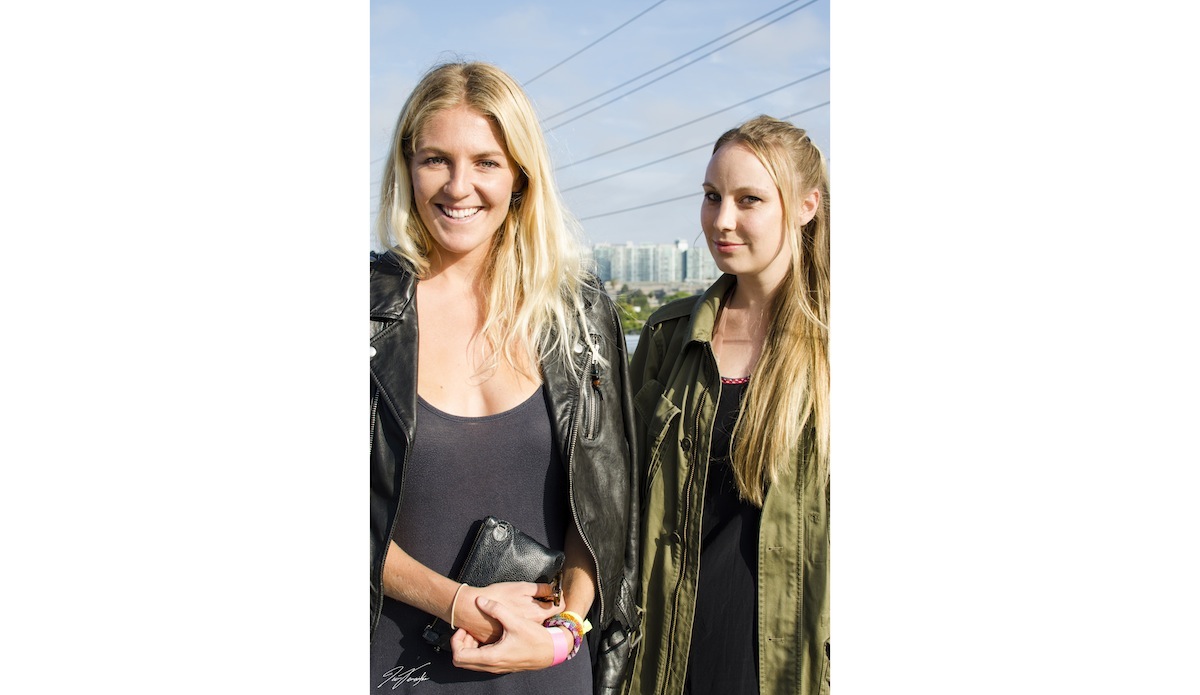 Stephanie Gilmore and Ava Warbrick, all smiles on the rooftop.  Photo: <a href=\"https://www.danlemaitrephoto.com\"_blank\">Dan LeMaitre</a>