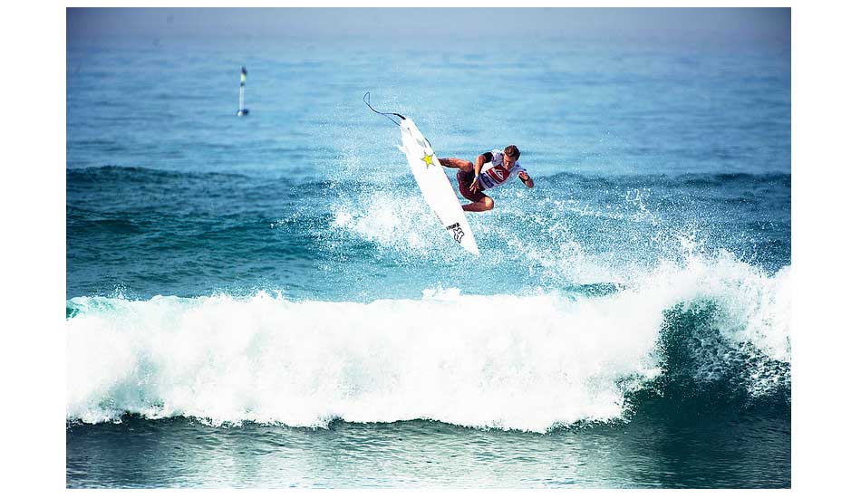 Bede Durbidge, soaring. Photo: <a href=\"https://quiksilverlive.com/profrance/2013/\">Quiksilver</a>