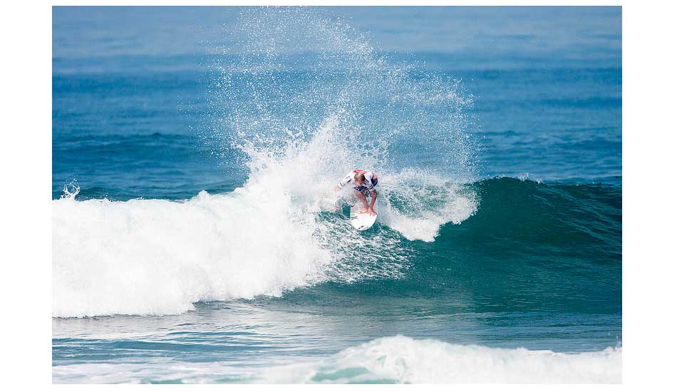 Kolohe Andino showing off his powerful backhand. Photo: <a href=\"https://quiksilverlive.com/profrance/2013/\">Quiksilver</a>