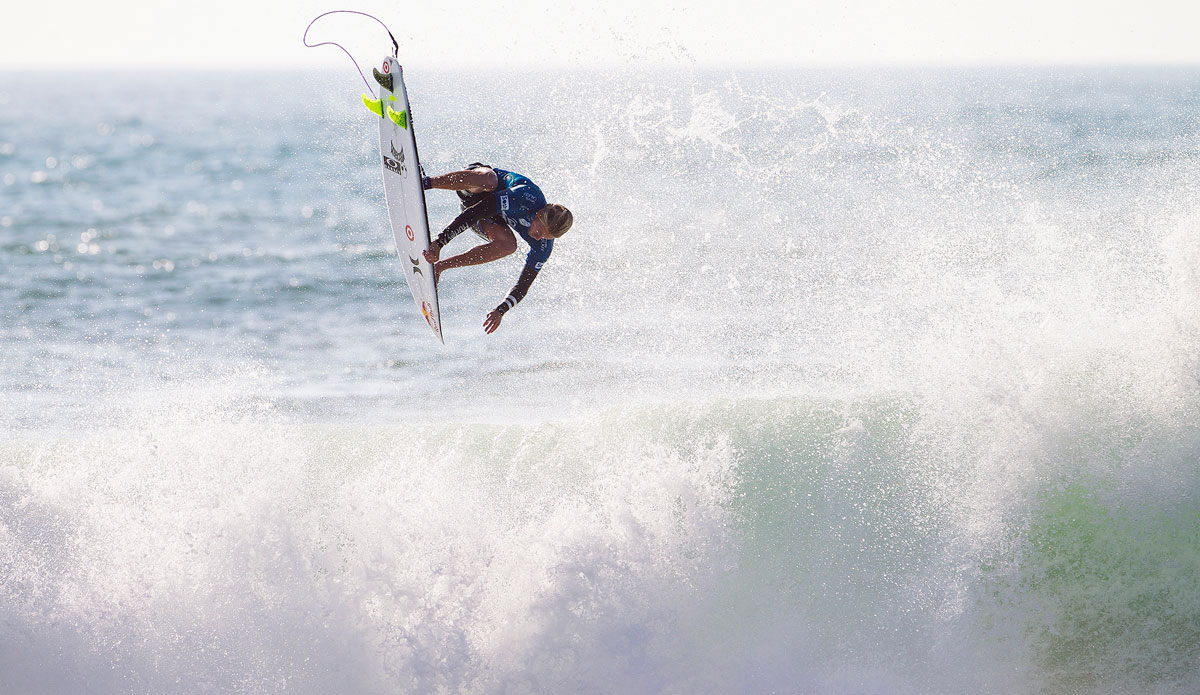 Kolohe Andino of San Clemente, California, USA (pictured) advanced into the Quarterfinals of the Quiksilver Pro France, winning his Round 4 heat on Thursday October 2, 2014. Andino defeated 3X ASP World Champion Mick Fanning and Matt Wilkinson (AUS) posting an excellent 8.67 ride (out of a possible ten), in his two wave tally. Photo: <a href=\"https://www.aspworldtour.com/\">ASP</a>/<a href=\"https://www.kirstinscholtz.com/\">Kirstin Scholtz</a>