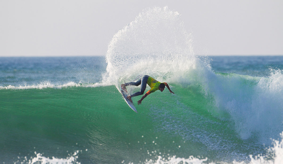 Gabriel Medina of Brasil (pictured) advanced into the Quarterfinals of the Quiksilver Pro France, winning his Round 4 heat, on Thursday October 2, 2014. Medina outshone Josh Kerr (AUS) and John John Florence (HAW), posting a near perfect 9-point ride out of a possible ten.  Photo: <a href=\"https://www.aspworldtour.com/\">ASP</a>/<a href=\"https://www.kirstinscholtz.com/\">Kirstin Scholtz</a>