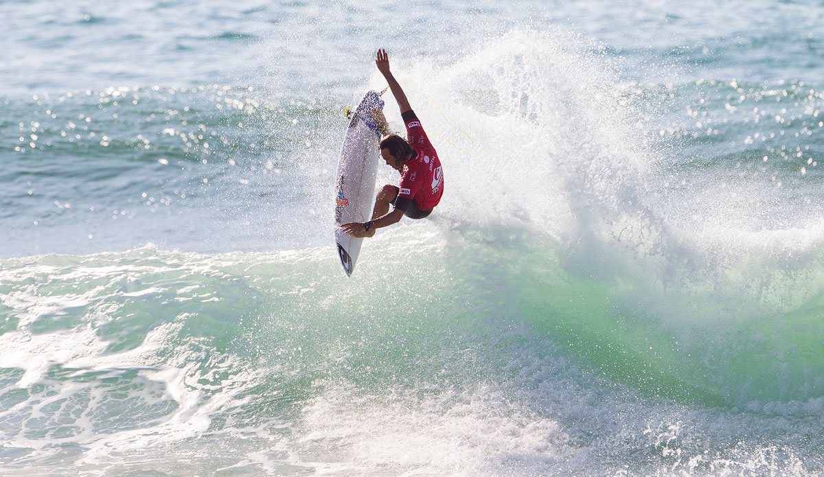 Jordy Smith of Durban, South Africa advanced into the Quarterfinals of the Quiksilver Pro France, winning his Round 4 heat on Thursday October 2, 2014. Smith posted a near perfect 9.17 ride (out of a possible 10.00) defeating Taj Burrow (AUS) and Jadson Andre (BRA). Photo: <a href=\"https://www.aspworldtour.com/\">ASP</a>/<a href=\"https://www.kirstinscholtz.com/\">Kirstin Scholtz</a>