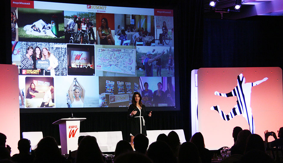 2.	Gentil speech: VP of espnW, Laura Gentile, opened the Summit with encouraging words about the importance of mentorship. Photo: <a href=\"https://www.thesurfchannel.com\">Surf Channel</a> | Shannon Quirk